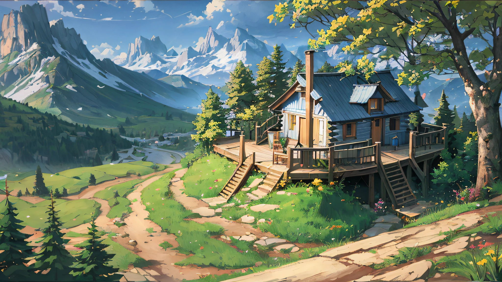 (Best quality), (masterpiece:1.3), (photorealistic:1.36), (realistic), ultra-detailed,, detail background, Kickelhahn is Mountain-like rocks on a hill, A quiet cabin, a boy looking out over the plain, the blue hours before dawn, silence, (Poetry written in a mountain hut"O'er all the hilltops Is quiet now, In all the treetops Hearest thou Hardly a breath, The birds are asleep in the trees, Wait, soon like these Thou too shalt rest."),