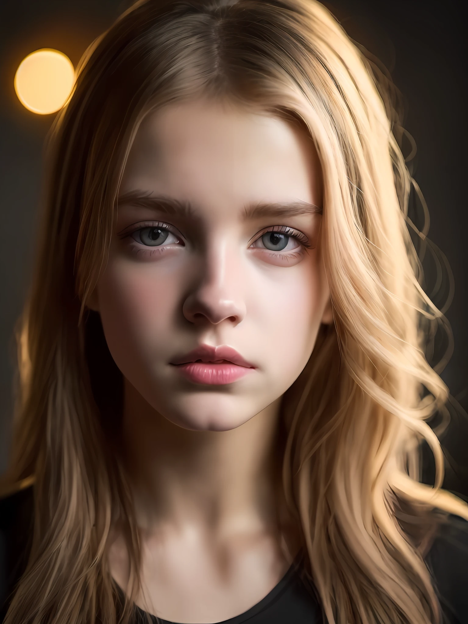 18 岁可爱美丽完美脸蛋小少女的肖像, 俄语, (黑暗的私人书房, 黑暗而忧郁的灯光: 1.2)