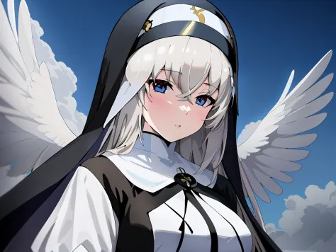 anime image of a nun with golden hair and blue eyes, nun, detailed digital anime art, digital anime art, guweiz on pixiv artstat...