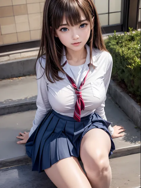 the Extremely Detailed CG Unity 8K Wallpapers,top-quality,ultra-detailliert,​masterpiece,realisitic,Photo Real,Bright lighting,extremely detailed cute girl,17 age,Innocent big eyes,A detailed eye,(brown haired),(shorth hair),(bangss),flawless skin,shinny s...