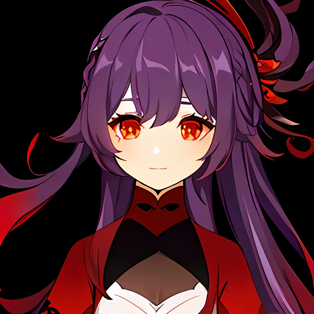 GenshinAvatar, (a girl with Violet hair and Red eyes:1.4), highly_detailed, illustration, portrait, (((masterpiece))),(((bestquality))), (black_background:1.4), simple_background,