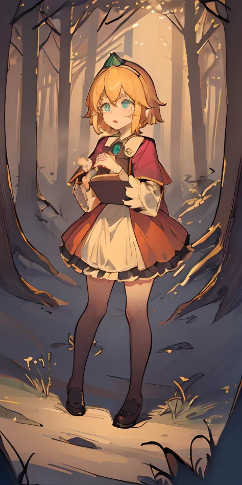 very high quality, detailed, dark, forest, night dark, glow, 1girl, glowing,blonde, crown, loli, short hair, full body, middle o...