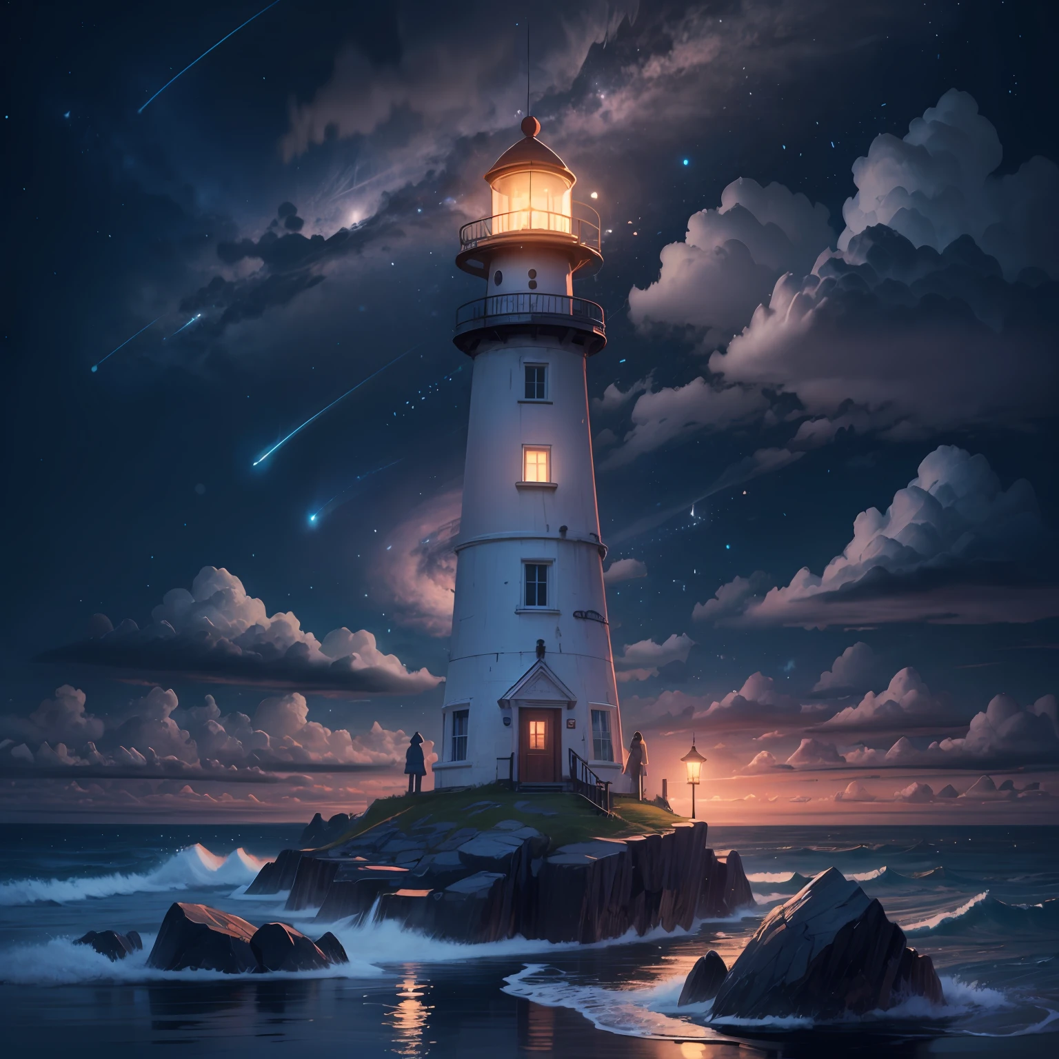 Lighthouse illuminating the night