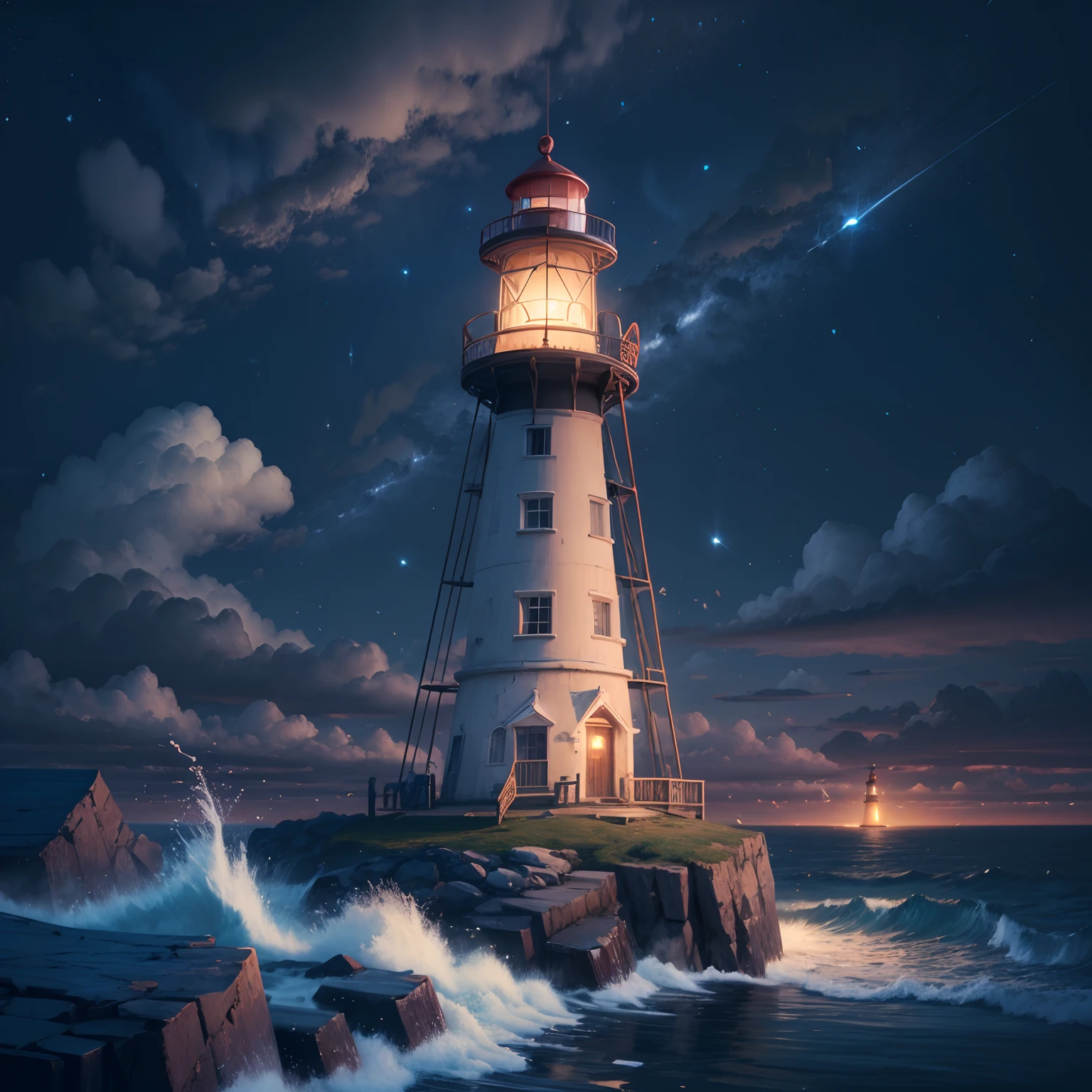 Lighthouse illuminating the night