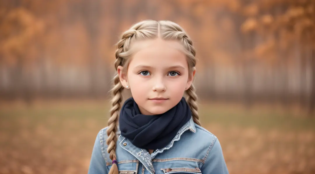 girl child 10 years old, russian blonde in braids, esfiha habibs