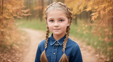 girl CHILD 10 years old, Russian blonde in braids, ESFIHA HABIBS