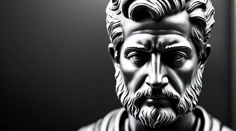 a portrait statue of the Stoic epithet in black and white 4K, super realista 1920x1080 papel de parede foto