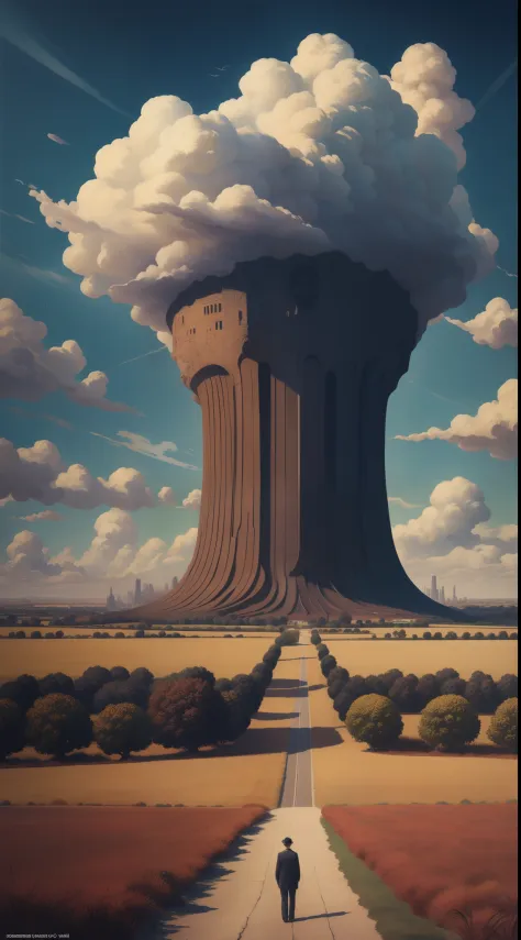 SURREALISTA DIBUJO DE UNA CIUDAD CON CAMPOS DE CENTENO Y UN CIELO CON NUBES PURPURA,SE VE TODO COMO UN DIBUJO DE Vincent Willem ...