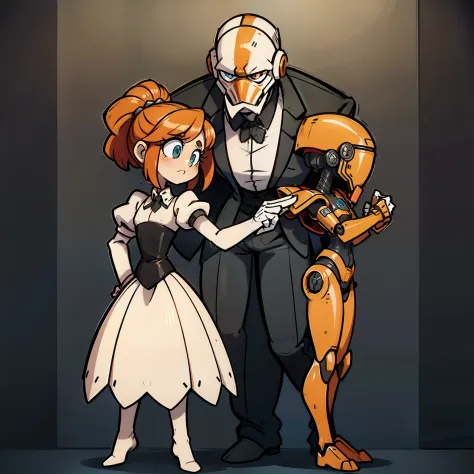 a battle Droid as a butler helping a small girl that is a mad-scientist, in lab, similar to ER