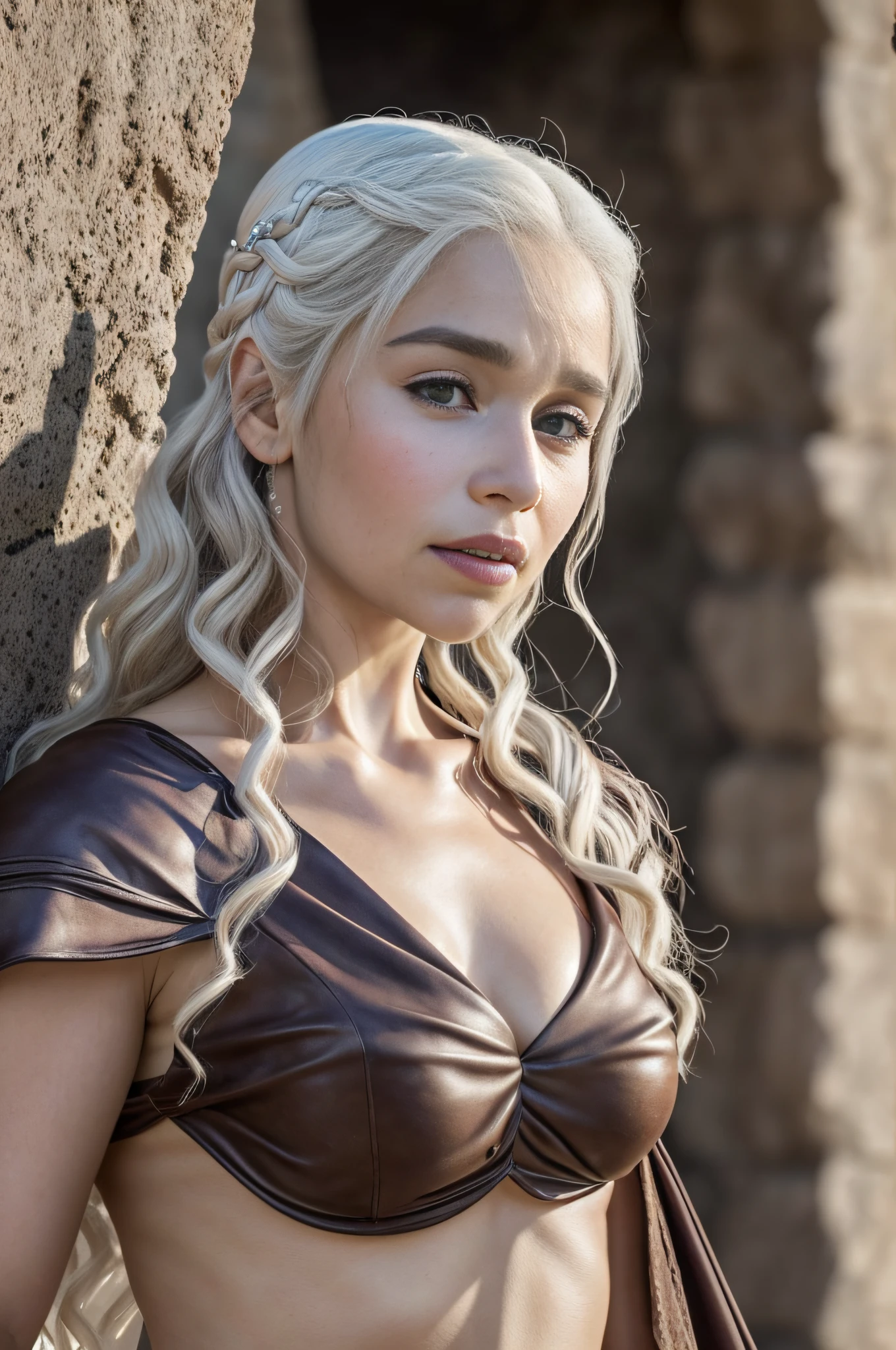 Emilia Clarke avec Daenerys Targaryen dans Game of Thrones, ((tout le corps)), ((Aiguilles ultra détaillées, parfait:1.4)), éclairage doux, anglais dynamique, éclairage réaliste, photo de Robert Adams, (texture naturelle de la peau, hyperréalisme, Lumière douce: 1.4), (détails complexes: 1.3), Chef-d&#39;œuvre HDR, meilleure qualité, (photo très détaillée: 1.4), 8k, photoréaliste, (SFW)