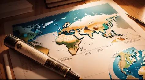 A richly illustrated world map, covered by artistic details and cultural elements from various regions, with destinations marked by colored markers and small representative illustrations, conveying the diversity and excitement of exploring different places...