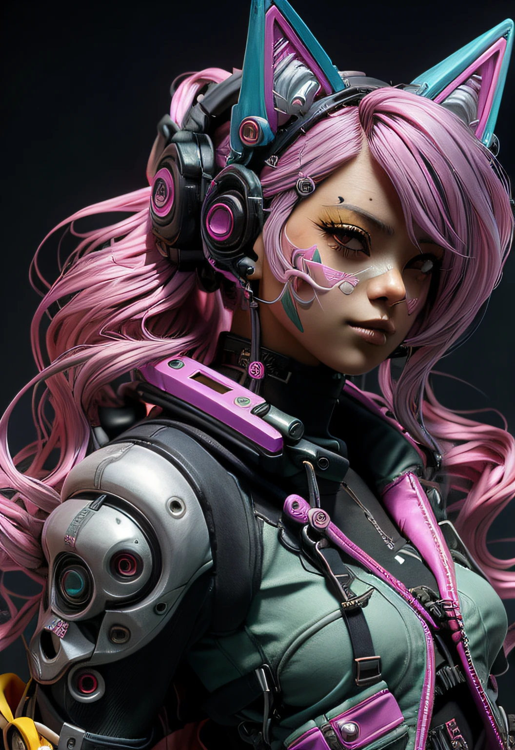 una mujer con cabello rosa sentada encima de una pared, arte cyberpunk de anime, arte de Anime Cyberpunk, Chica de Anime Cyberpunk femenina, Chica de Anime Cyberpunk, dreamy cyberpunk girl, Chica cyberpunk, Anime Cyberpunk, Cyberpunk hermosa chica, arte de Anime Cyberpunk digital, un cyborg cyberpunk adolescente, neonpunk, cyborg joven, arte cyberpunk de alta calidad, Anime cyberpunk moderno, (pechos grandes:1.6)(pechos colgantes: 1.5)(aprietan los senos: 1.3)(bimbo 1.4)(tetas desproporcionadas: 1.4)