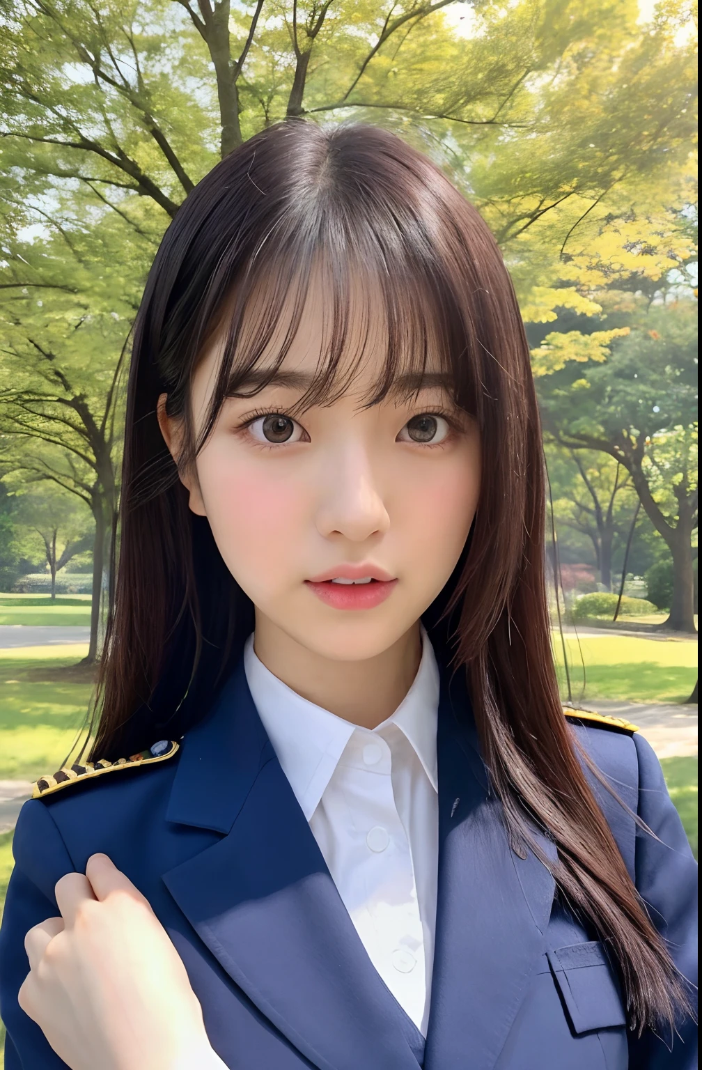 Close Up Portrait Of Woman Walking In Park In Uniform、japan Person