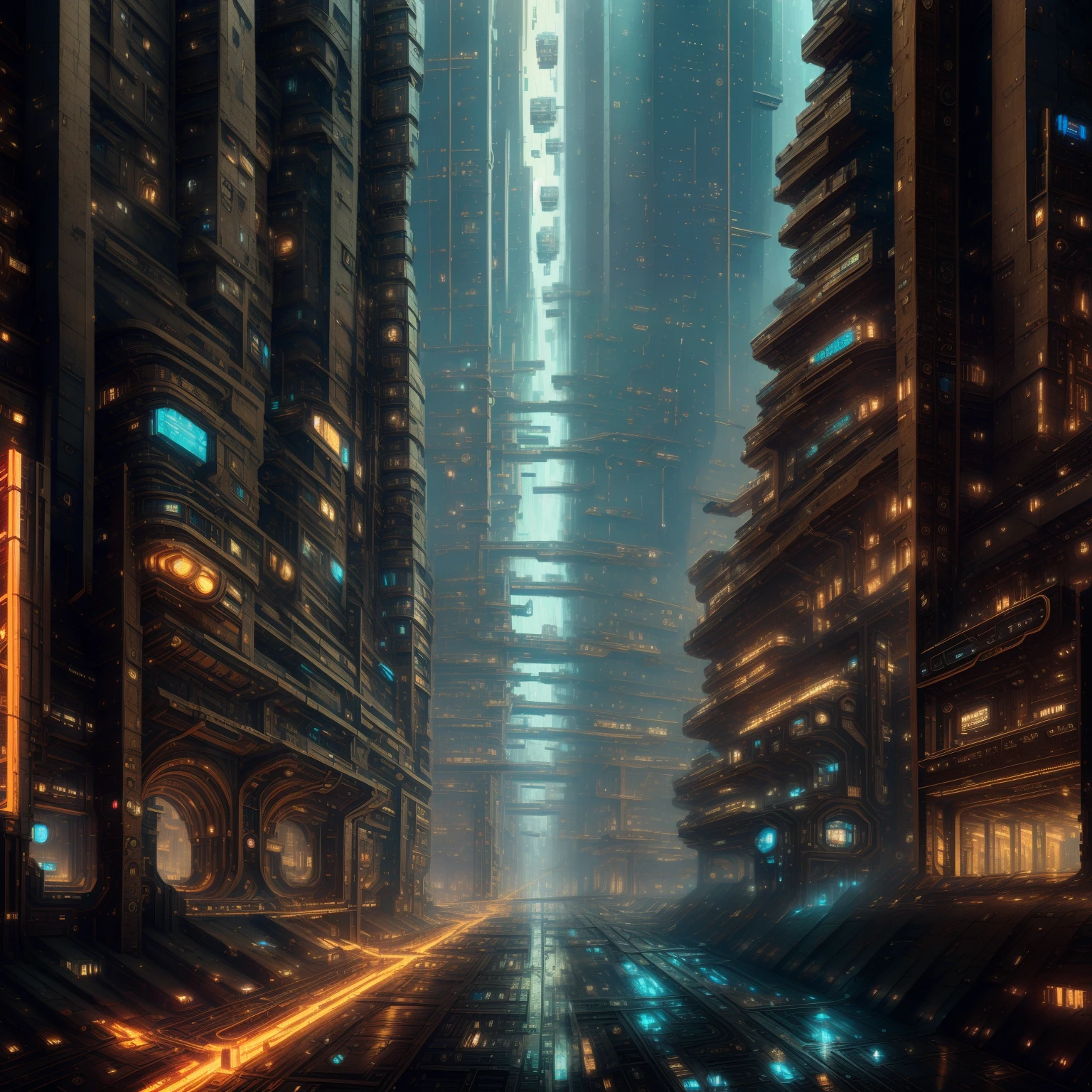 cyberpunk city, raining, night, illustration, masterpiece, high quality, best quality, (high detailed:1.2), (extremely detailed:1.3)