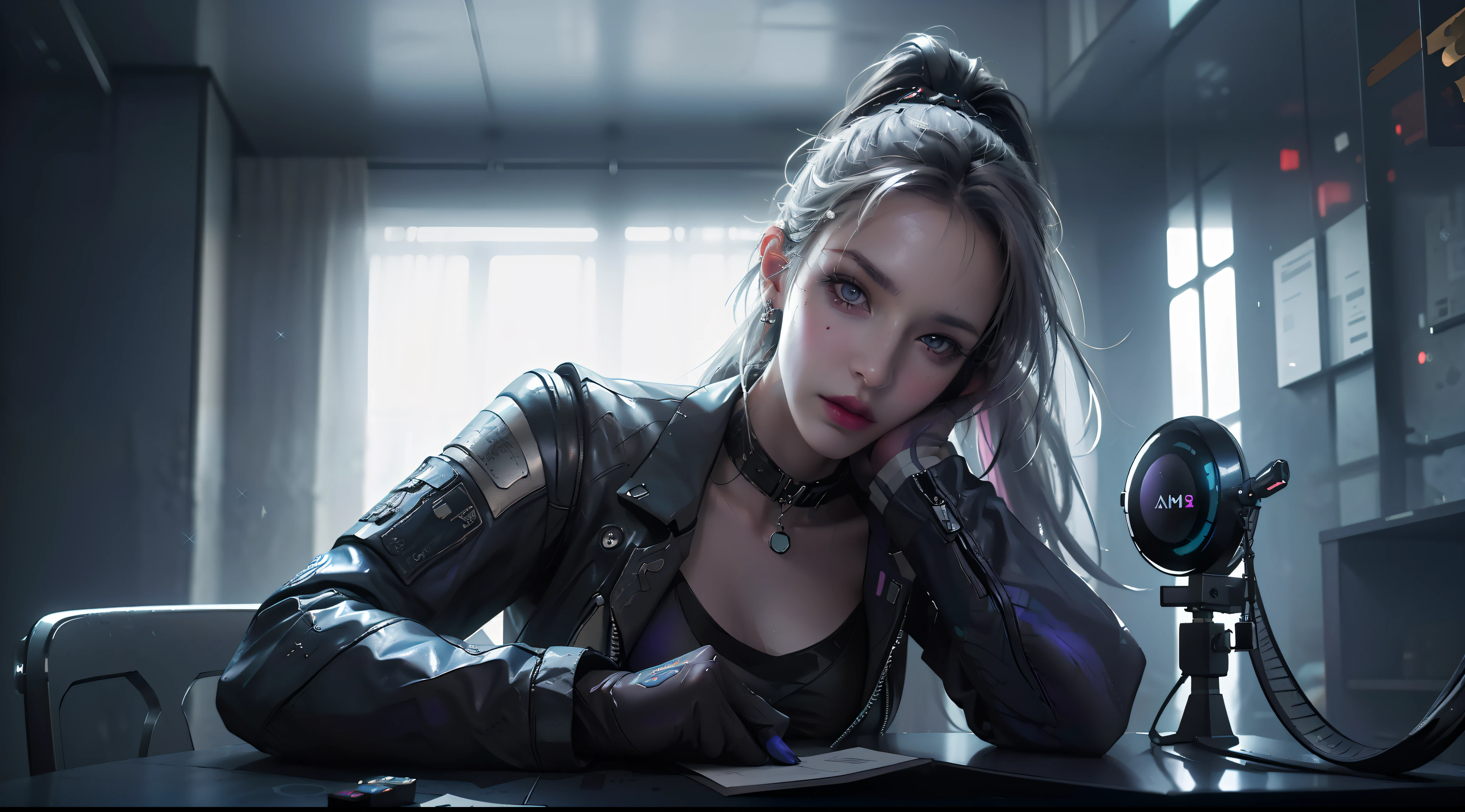 ((melhor qualidade)), ((obra de arte)), (detalhado:1.4), 3D, uma imagem de uma linda mulher cyberpunk,HDR (dinâmica de alto alcance),Rastreamento de raio,NVIDIA RTX,Super-resolução,Irreal 5,dispersão subterrânea,Texturização PBR,Pós-processamento,Filtragem anisotrópica,Profundidade de campo,Máxima clareza e nitidez,Texturas multicamadas,Mapas Albedo e Especulares,Sombreamento de superfície,Simulação precisa da interação luz-material,Proporções perfeitas,renderização de octanagem,iluminação em dois tons,Grande abertura,ISO baixo,Balanço de branco,regra dos terços,8K CRU,