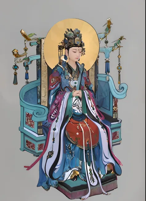 queen mother of the west, queen mother，queen mother of the west， not far away, chinese palaces scattered in a sea of clouds， clo...