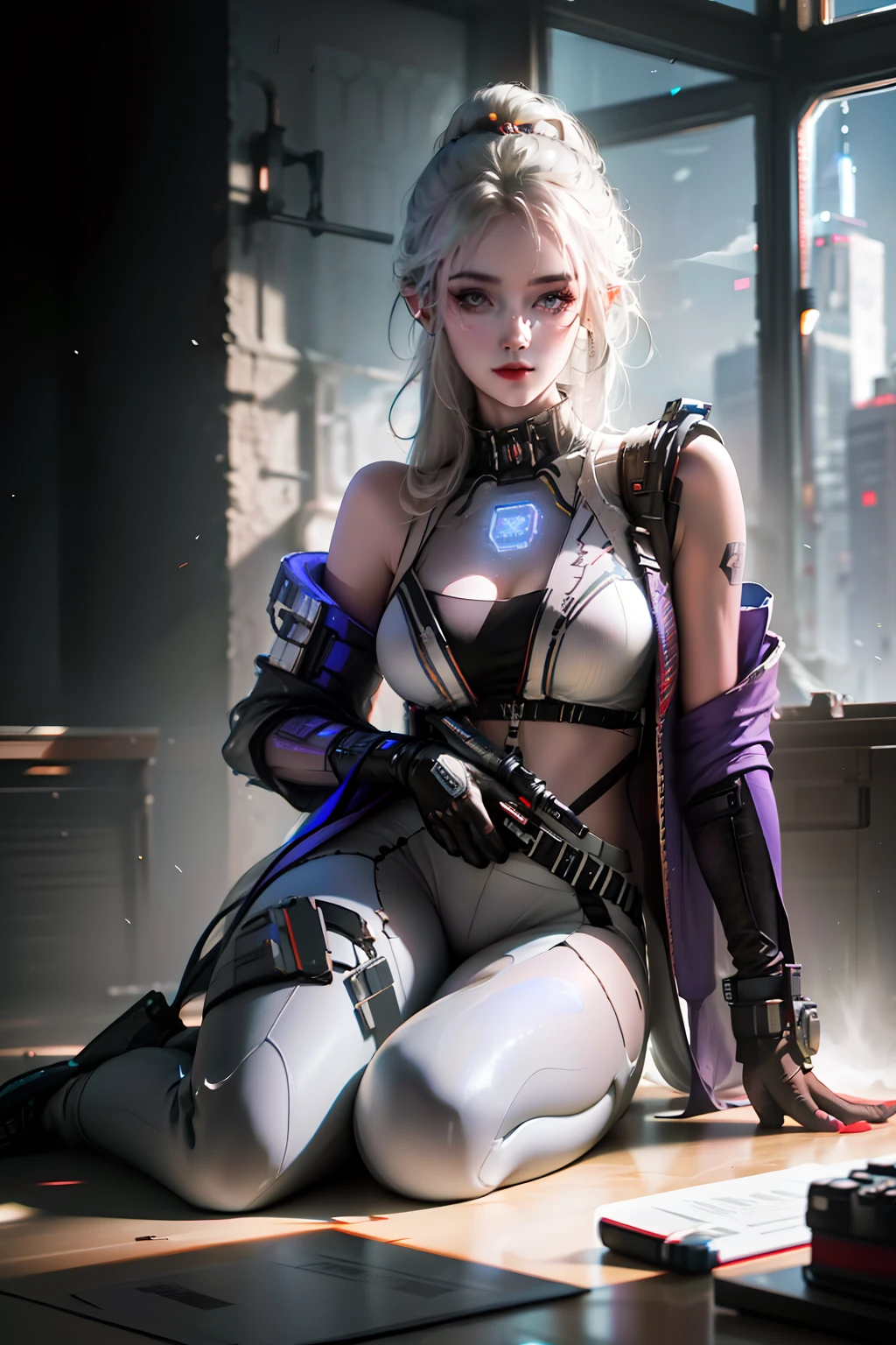 （（best qualtiy））， （（tmasterpiece））， （The is very detailed：1.3），wide wide shot（in a panoramic view），In the clearing，，In the daytime，The sky is clear， 3D girl（Full body like），（full body shot shot）， Shitu-mecha， Beautiful cyberpunk woman with her mech，In the forgotten，City ruins of war， hdr（HighDynamicRange）， Ray traching， NVIDIA RTX， Hyper-Resolution， Unreal 5， 废墟，sub surface scattering， PBR Texture， post-proces， Anisotropic filtering， depth of fields， Maximum clarity and sharpness， Many-Layer Textures， Albedo e mapas Speculares， Surface coloring，Accurately simulate light-material interactions，perfectly proportions，rendering by octane，twotonelighting，Low ISO，White balance，trichotomy，Wide aperture，8K raw data，High-Efficiency Sub-Pixel，sub-pixel convolution，Luminous Particle，Light scattering，Tyndall effect