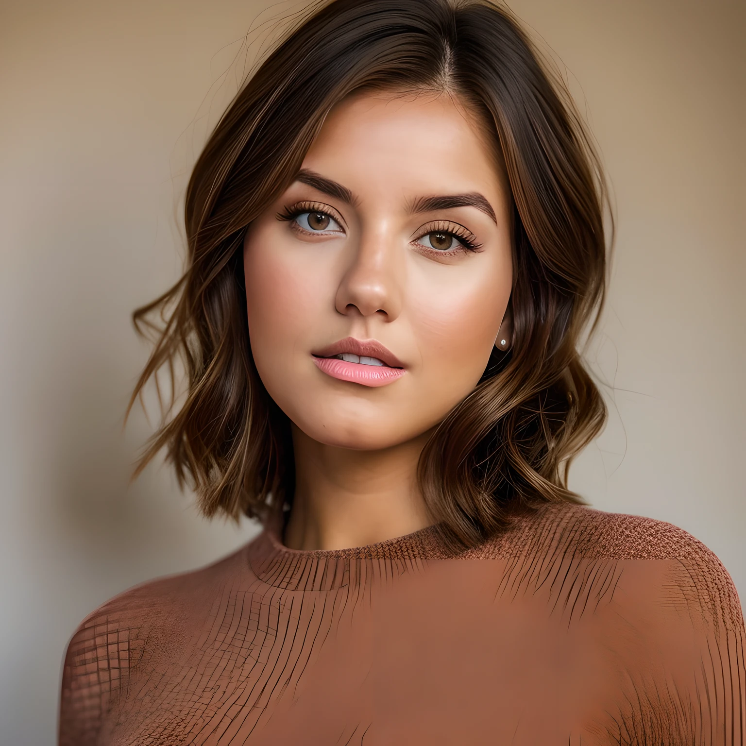 A headshot, model nicola cavanis, (solo) (1girl), face focus, curvy instagram model, beautiful cute face, serious expression, realistic skin, wearing velma outfit, short brown hair, hospital, ultra detailed, high resolution, masterpiece, best quality, detailed background