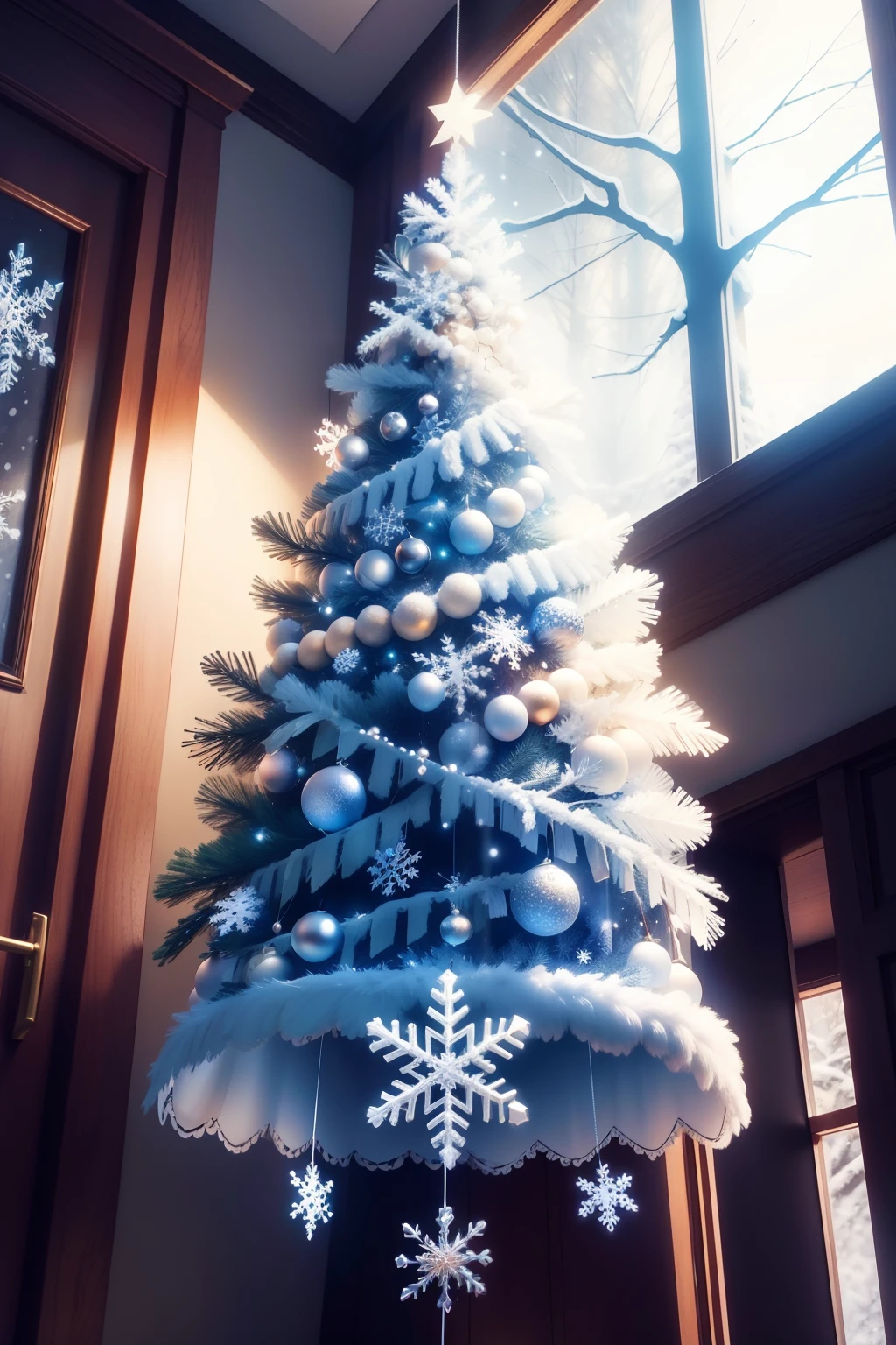 Suspension flocon de neige de Noël，Flocons de neige en forme d’arbres