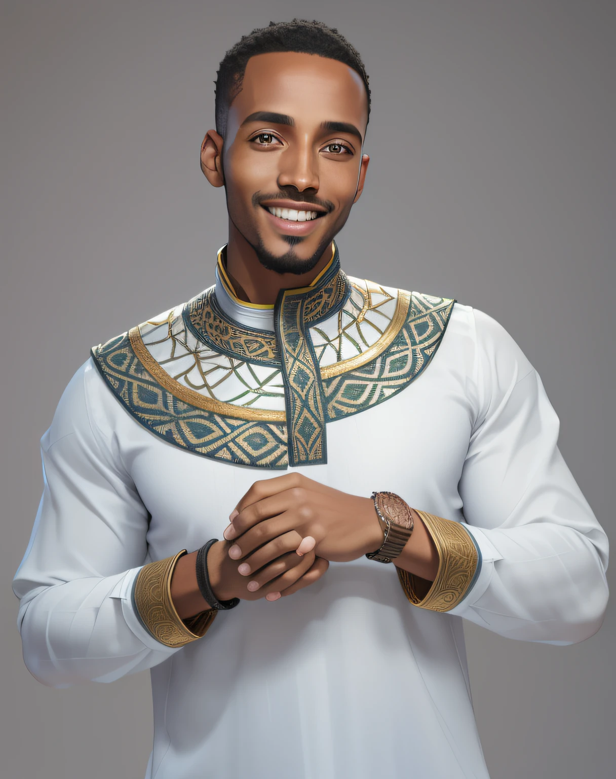 handsome ethiopian man eyes to the camera, avatar, clean, portrait , Best quality, masterpiece, ultra high res, (photorealistic:1.4), dramatic lighting, smile face, photo realistic