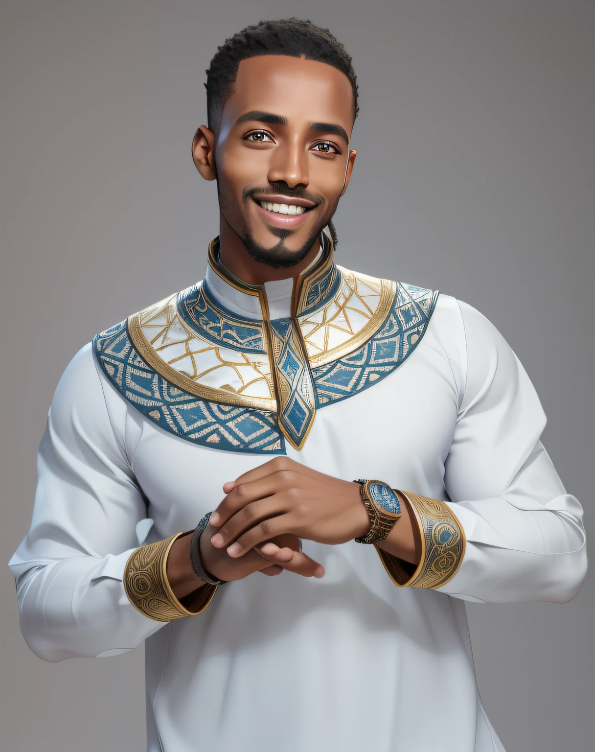 handsome ethiopian man eyes to the camera, avatar, clean, portrait , Best quality, masterpiece, ultra high res, (photorealistic:1.4), dramatic lighting, smile face, photo realistic