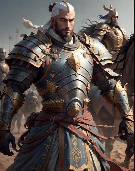 Arabian warrior medieval moroccan bald beard handsome muscular full ...