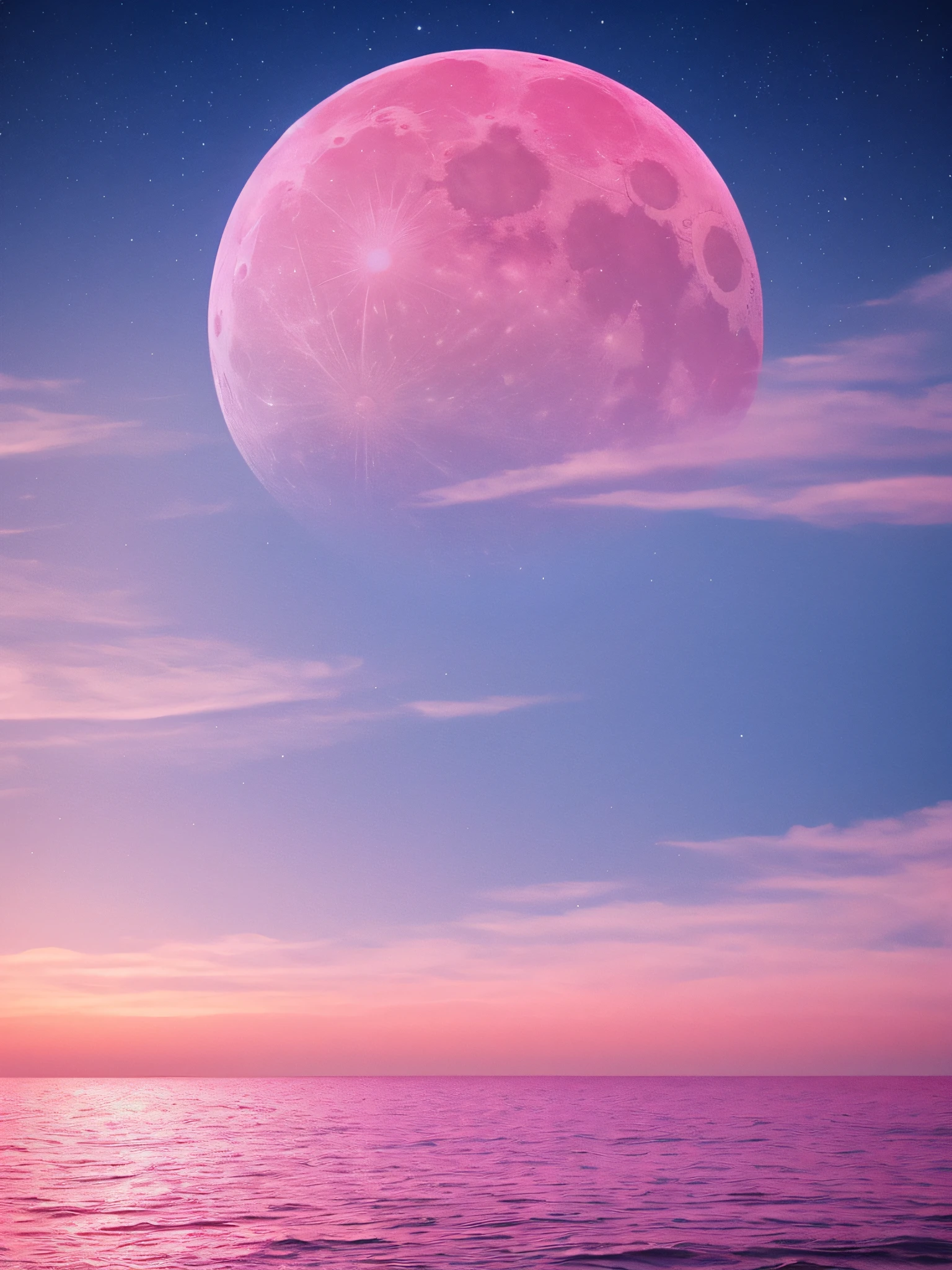 Pink moon, pink sky, soft pink - SeaArt AI