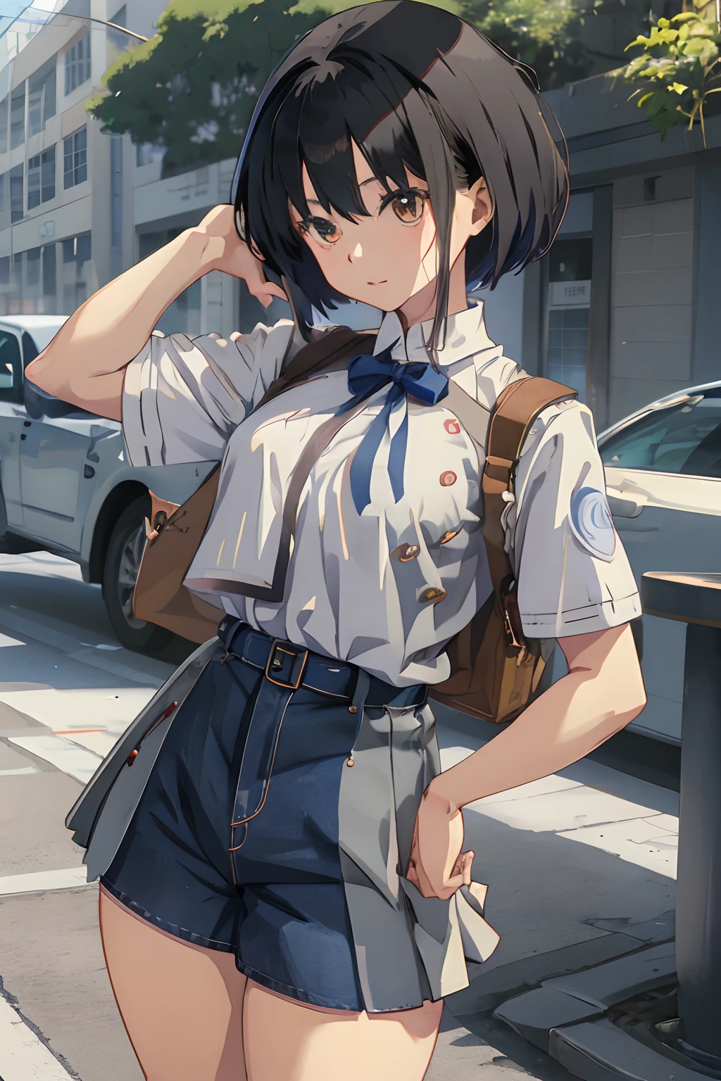 Anime girl in white shirt ant shirt jeans