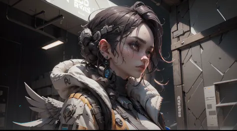 ((Best quality)), ((masterpiece)), (highly detailed:1.3), 3D, beautiful cyberpunk women with thick voluminous hair, nijiloraeagl...