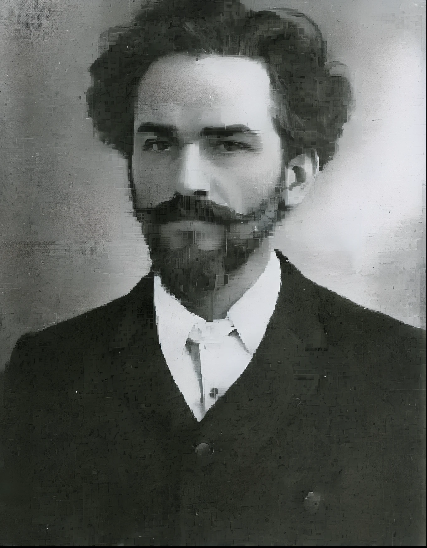Arafed black and white photograph of a man with a beard - SeaArt AI