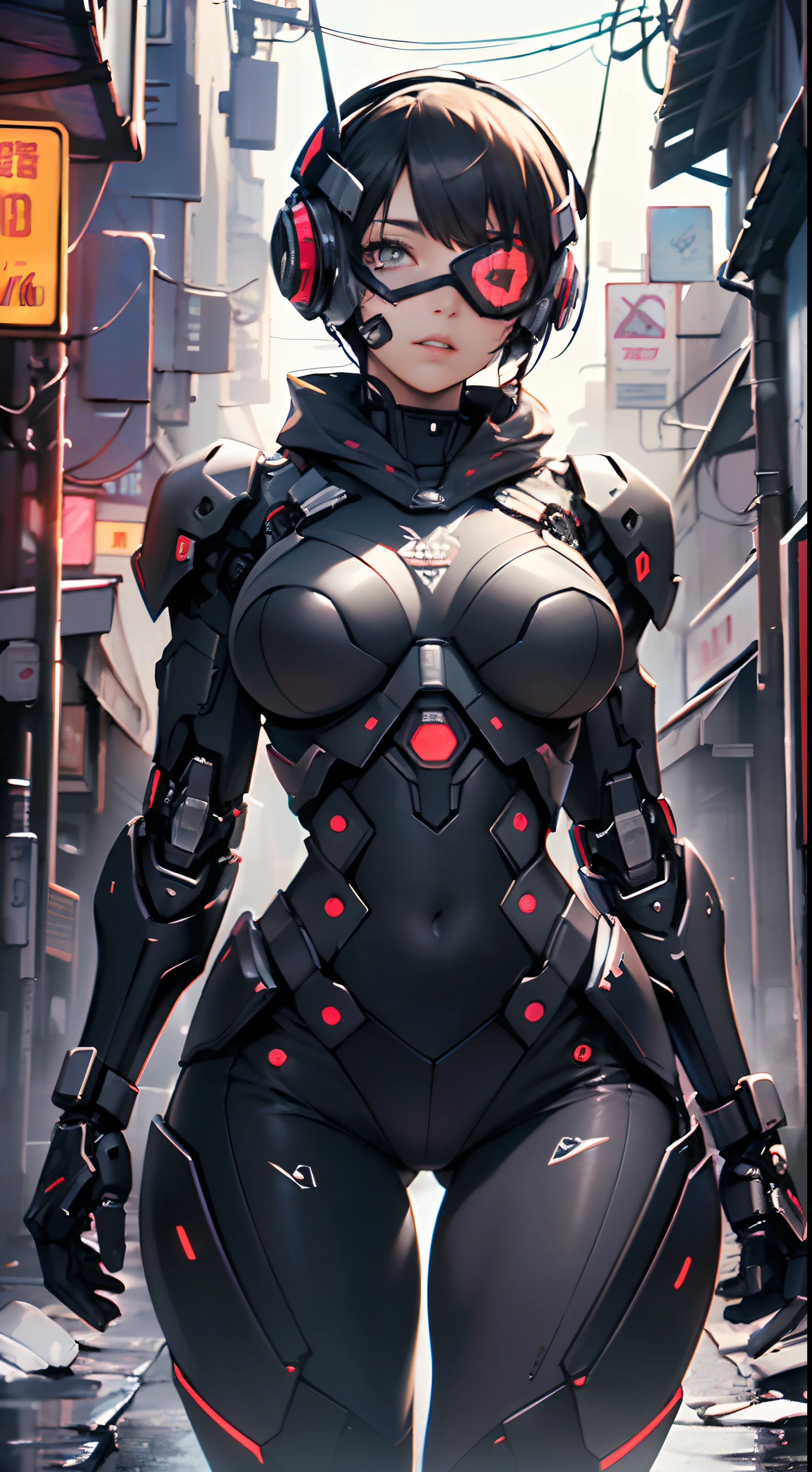 assaultron, itrobo2022, 1girl, solo, breasts:1.4, looking at viewer, robot, humanoid robot, robot joints, one-eyed, joints, no humans, ((black armor, black pants)), wide hips, curvy, mechanical arms, crotch plate, science fiction, post-apocalypse, outside, large breasts

lot of rgb,(spider lower abdomen),

(((nsfw))),

motorcycle black helmet,(wearing head-mounted display that is chunky and hi-tech with neon lights:1.2), corporate logos,complete helmet,no face,black body,black skin,black robotic body,((((technological face mask,Cybernetic_Jawless, mask)))),

(dynamic pose:1.0),solo focus,embarrassed,centered,scale to fit dimensions,Rule of thirds,

outdoors,((night view)),(cyberpunk night street Background: 1.5,dark sky,alleyway, alley,thick clouds,detailed background:1.25),

(best quality),(high resolution),(sharp focus),(ultra detailed),(extremely detailed),(extremely high quality artwork),8k_wallpaper,(extremely detailed CG 8k),(very fine 8K CG),((hyper super ultra detailed perfect piece)),flawless,(((masterpiece))),illustration,vibrant colors,(intricate),High contrast,Selective lighting,Double exposure,HDR (High Dynamic Range),Post-processing,Background blur,