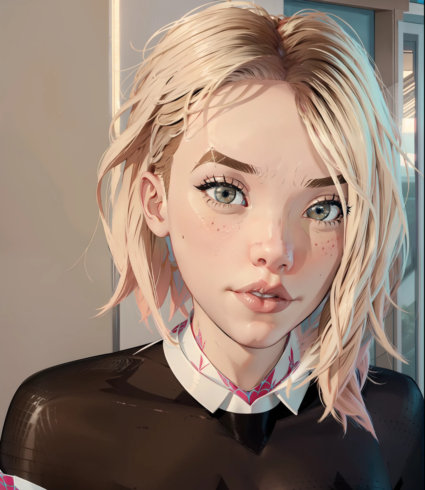 Emma Stone como Gwen Stacy, Mulher Aranha, maravilha, Homem-Aranha: Through the Spider-Verse, realista, sexy