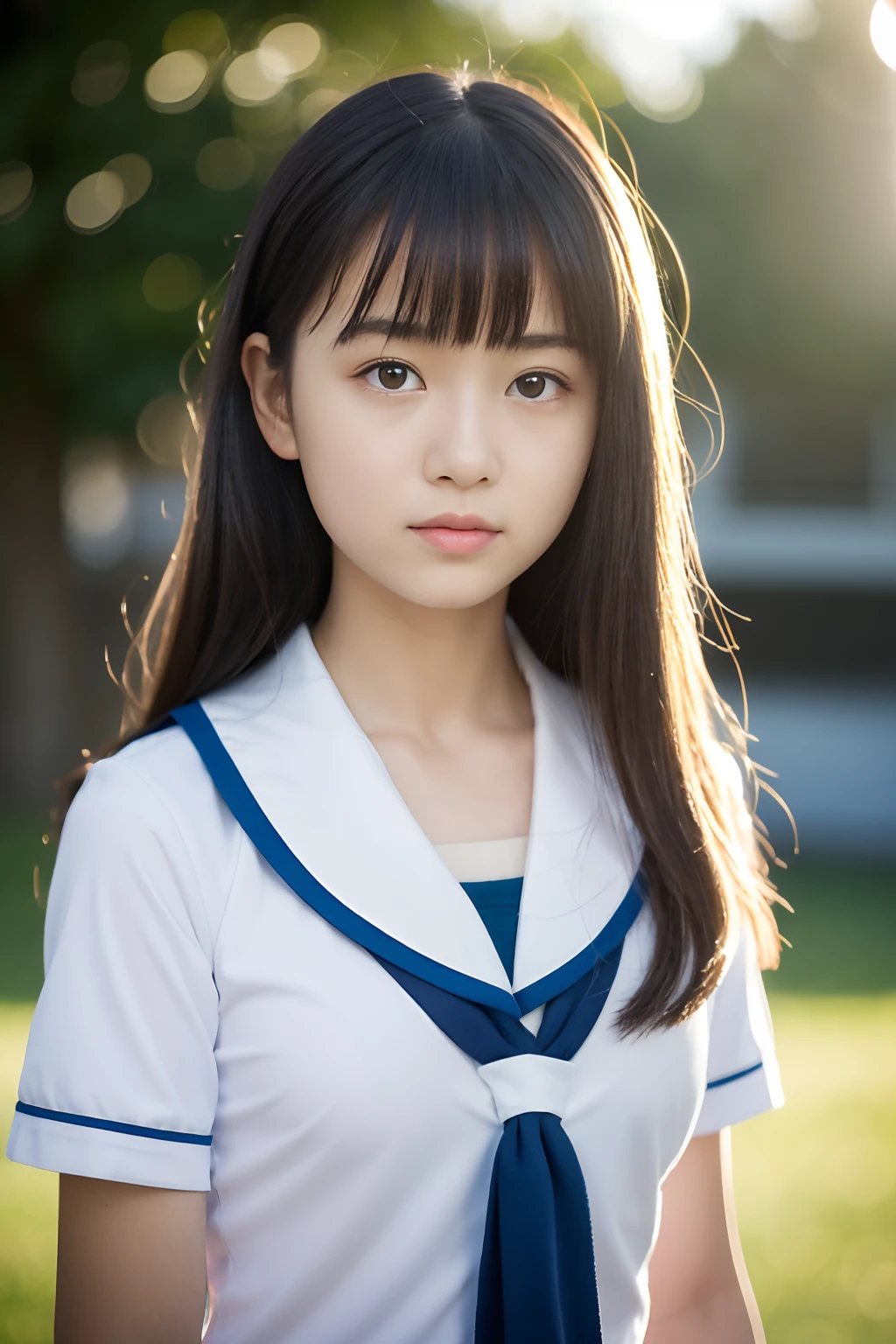 Arafed asian girl in a sailor's uniform posing for a picture - SeaArt AI