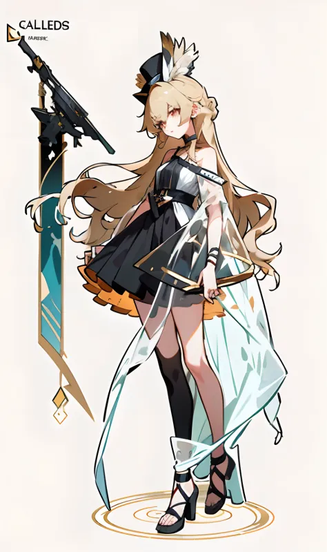 Anime girl with sword，Hats and dresses, pretty anime character design, girls frontline style, Anime character design, From Arkni...