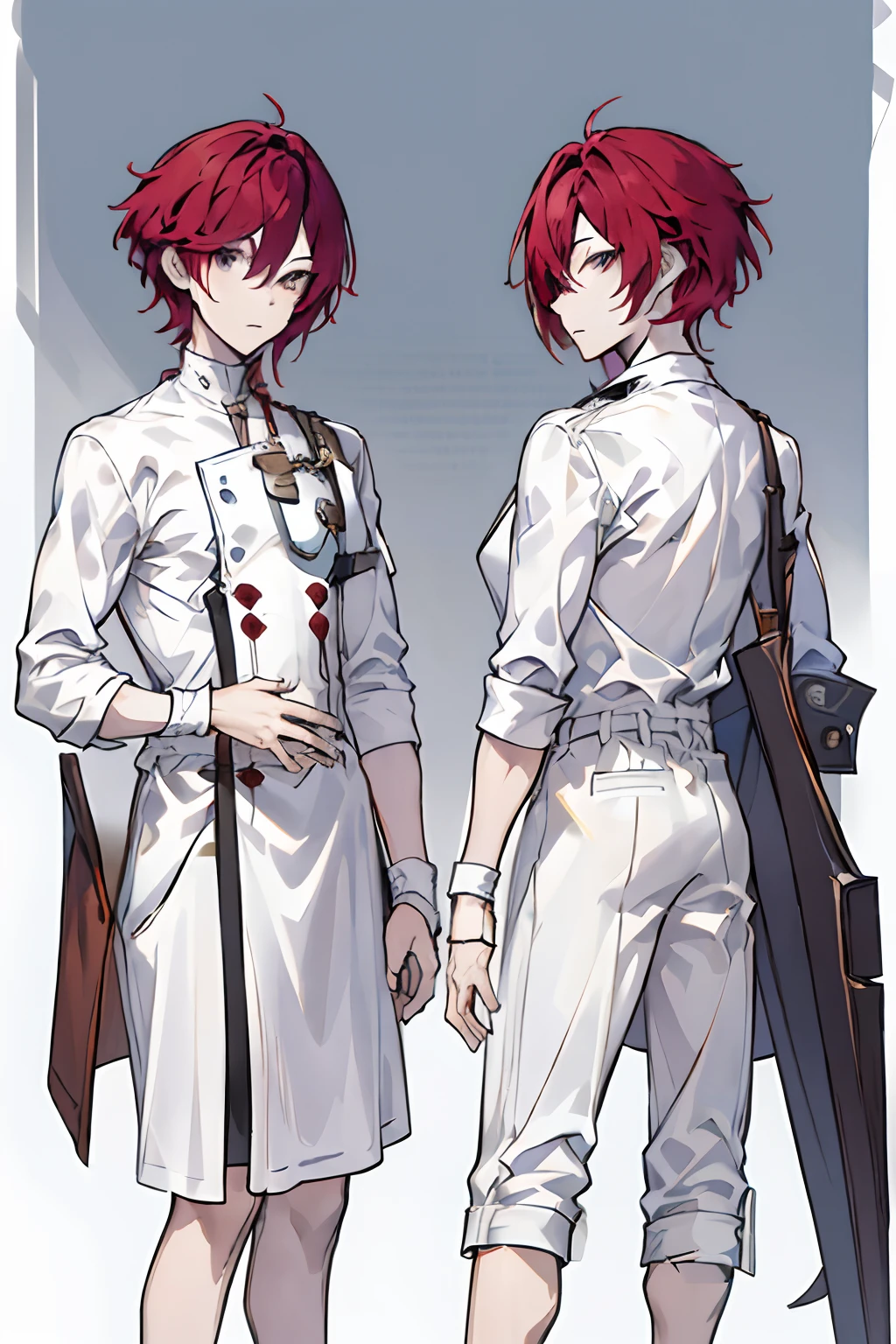 ((obra de arte)),(((melhor qualidade))),(Ficha de design de personagem,Mesmo personagem,frente,lado,backboob), 1 homem, só,A imagem de um homem, (Penteado de Haruki Teno, (ruiva:1), vestido casual, Full HD, melhor qualidade, , obra de arte, melhor qualidade, olhando em volta, corpo todo, arte conceitual, arte conceitual do personagem, esboço de personagem, folha de referência, ficha de personagem, (fundo simples, fundo branco: 1.3)