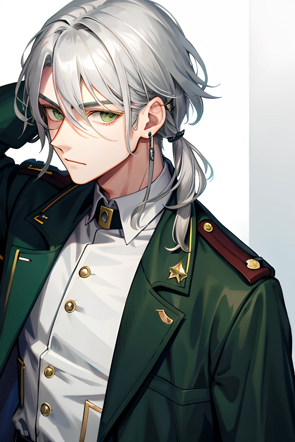 Anime - style image of a man in a military uniform with a white hair -  SeaArt AI