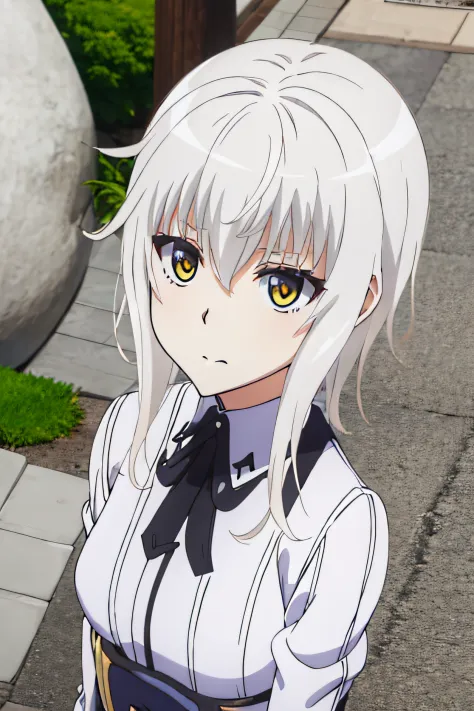 toujo koneko, cabelo branco, orelha de gato branco.