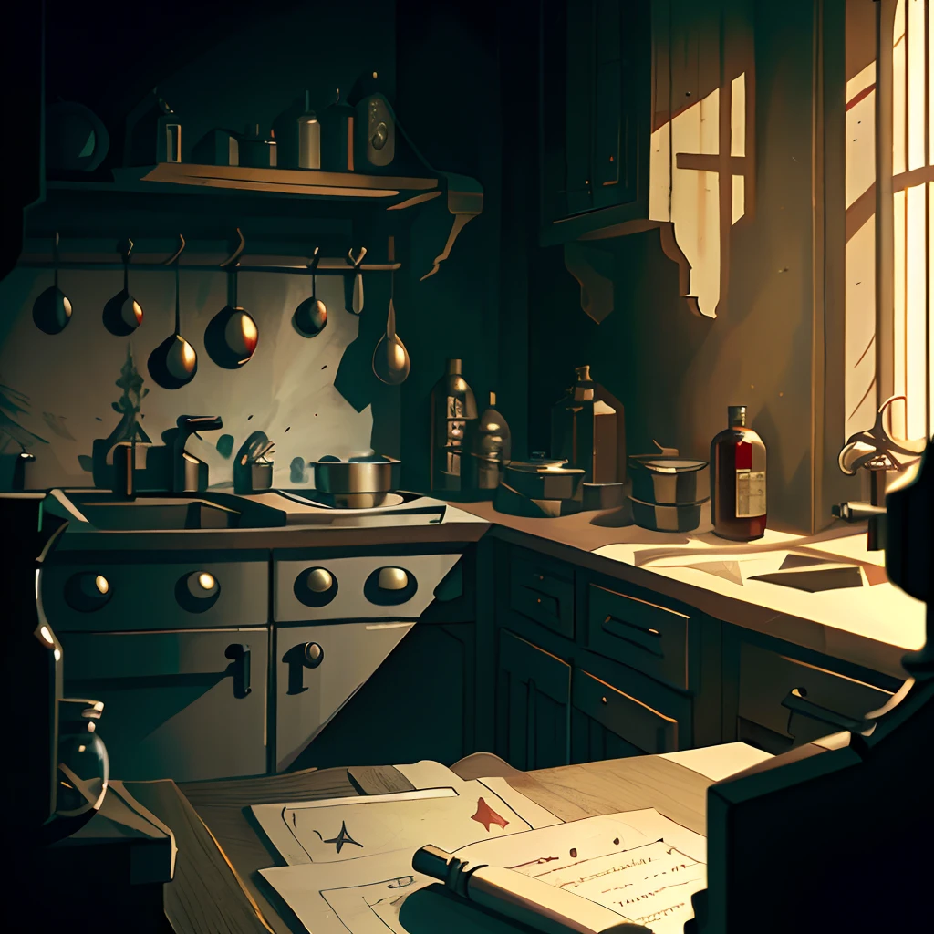 Illustrations CG de haute qualité et ultra détaillées de Fullmetal Alchemist Lab，Une série de potions magiques est affichée，Comprend une bouteille de potion de résistance avec un bouchon，Le contexte est inquiétant。