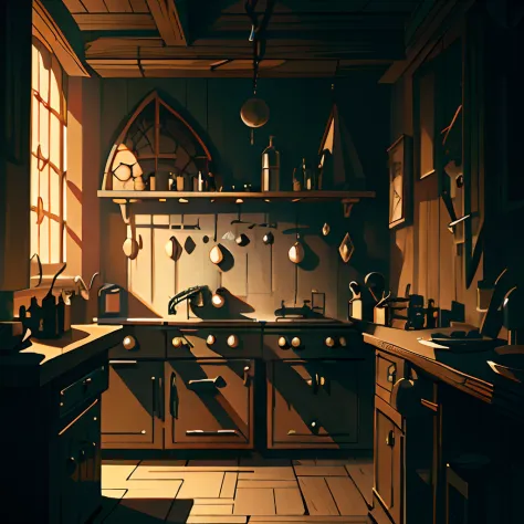 High quality and ultra-detailed CG artwork from Fullmetal Alchemist Lab，A series of magic potions are displayed，Includes a bottl...