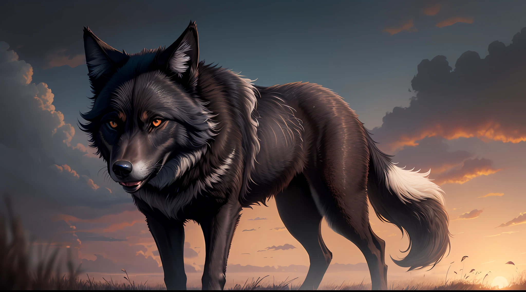 черный волк - SeaArt AI