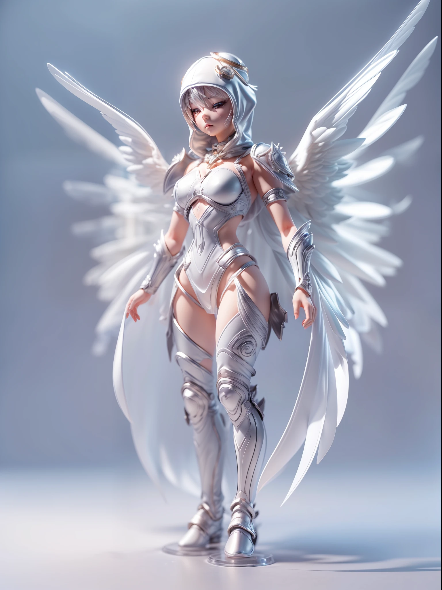 girl character art,head to toe full body silver armor, head to