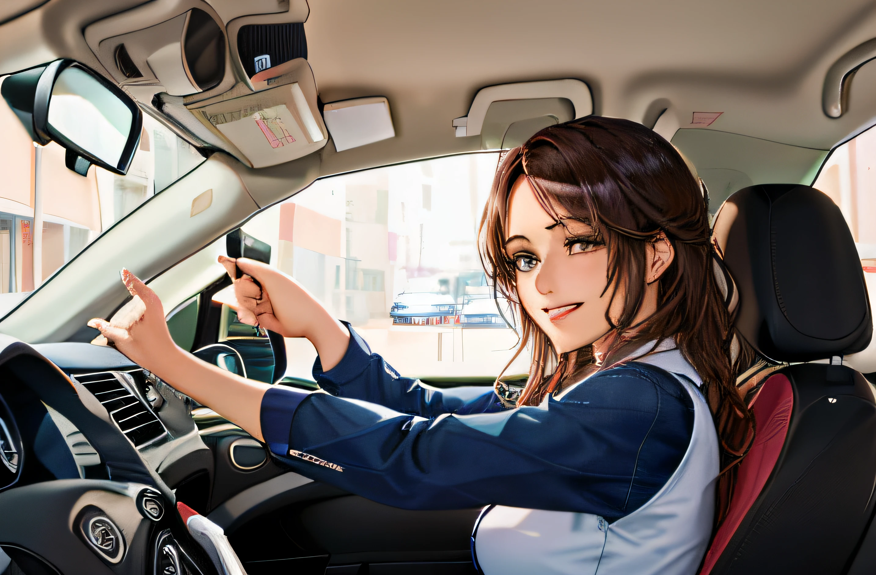 Mujer conduciendo un coche.