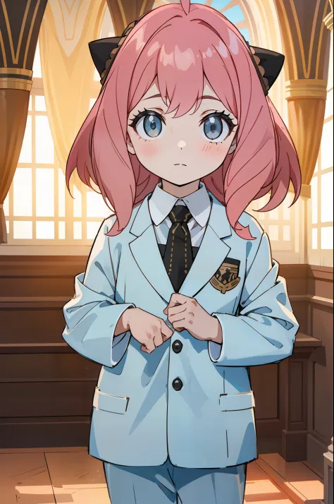child (Anya\(SPYXFamily\)) in a class elegence elegent clean suit and tie jacket