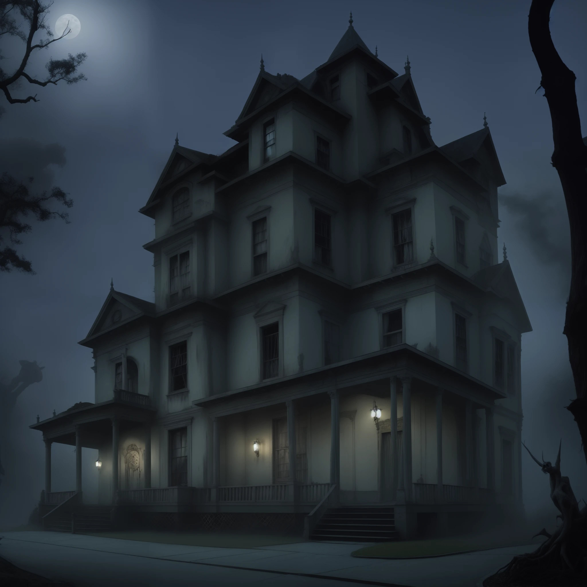 mansión embrujada, aterrador y atractivo