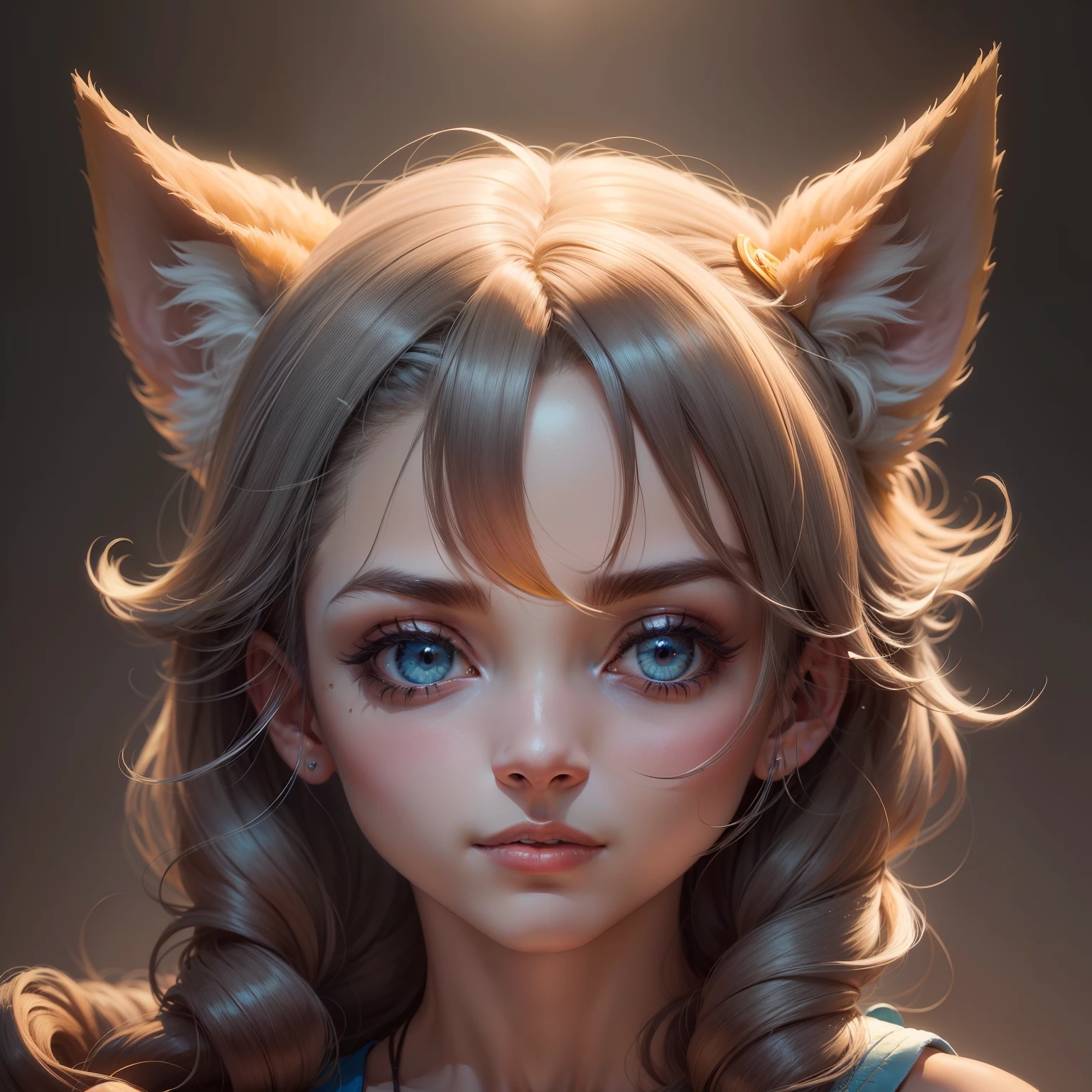 ((Masterpiece artwork, best qualityer)), illustration, ultra detailed 8k, photorrealistic, sharp focus, highy detailed, profesional lighting, colorful details, create a character with a wolf den, dark skin and curly hair