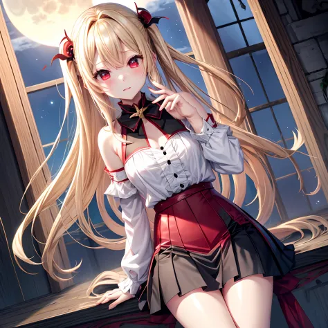 anime, girl single, blonde, red eyes, dress - SeaArt AI