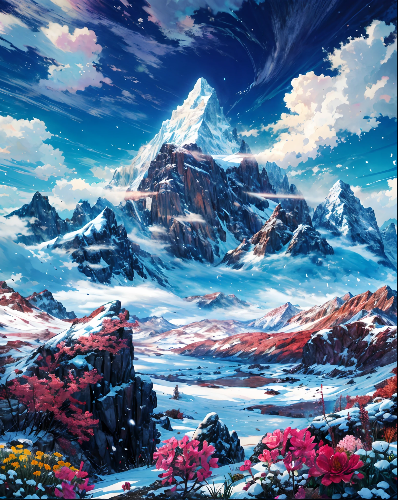 key anime visual of a beautiful, glistening lake in a forest, surrounded by  wildflowers, with mountains in the background and cumulus clouds, littering  the sky, during sunrise, modern anime style” : r/StableDiffusion