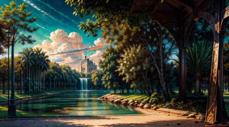 pintura de jesus sentado em um banco com um homem em um parque, greg olsen, breathtaking art, arte inspiradora