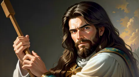 jesus sitting on a rock with a stick in his hand, jesus cristo, greg olsen, retrato de jesus cristo, christian art, o senhor e s...