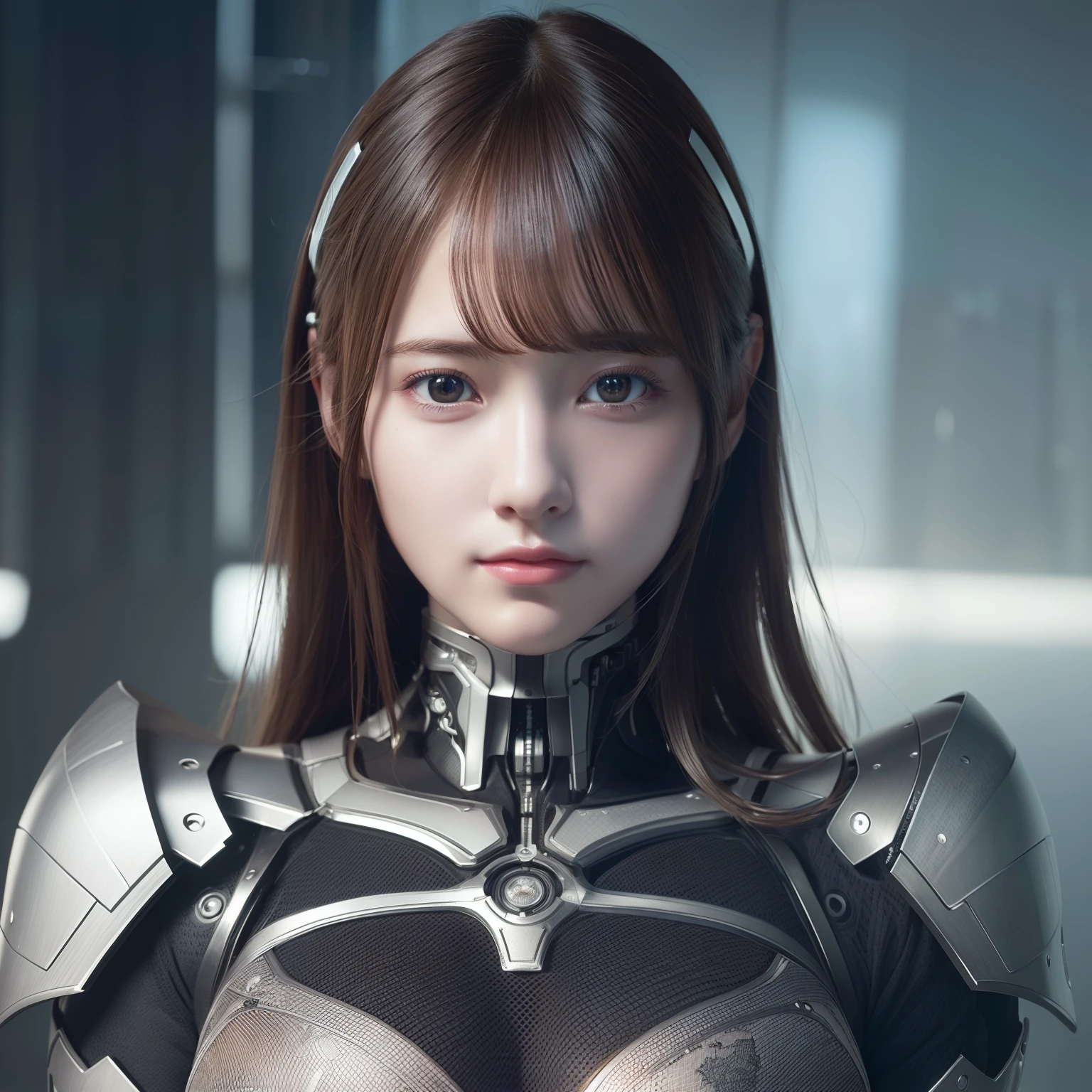 (Ultra Real), (Illustration), (High Resolution), (8K), (Very Detailed), (Best Illustration), (Beautiful Detailed Eyes), (Best Quality), (Ultra Detailed), (Masterpiece), (Wallpaper), (Detailed Face), 1girl, cyborg, cyborg girl, robot, machine, sexy robot, big breast, smirk